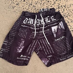 Black Graphic Print Shorts
